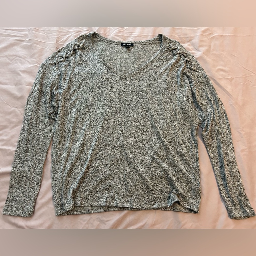 Express Women’s Gray Embellished Long Sleeve Blouse - Size M